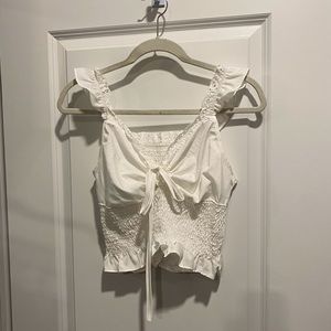 White smocked crop top